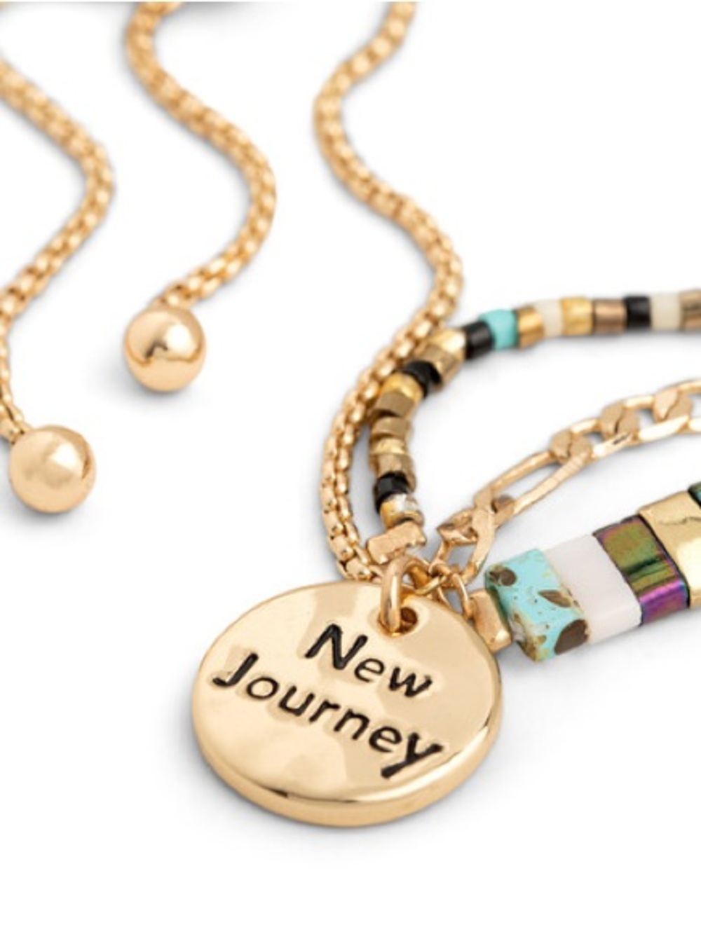 Demdaco Gold 'New Journey' Pendant Necklace with Turquoise and Multicolor Beads